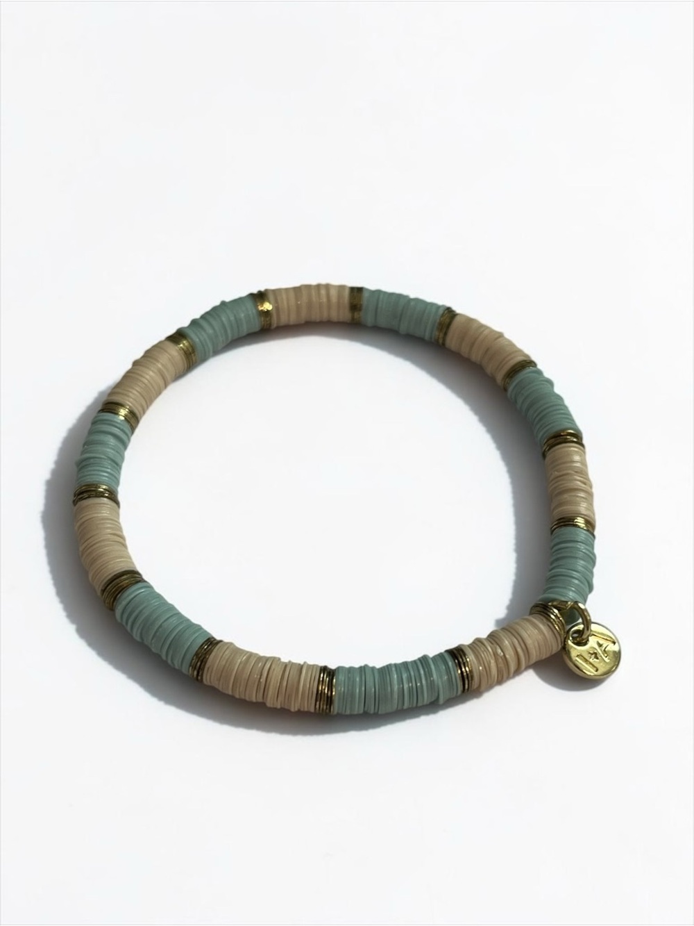 Ink + Alloy Double Tone Heishi Disk Beaded Bracelet CC X